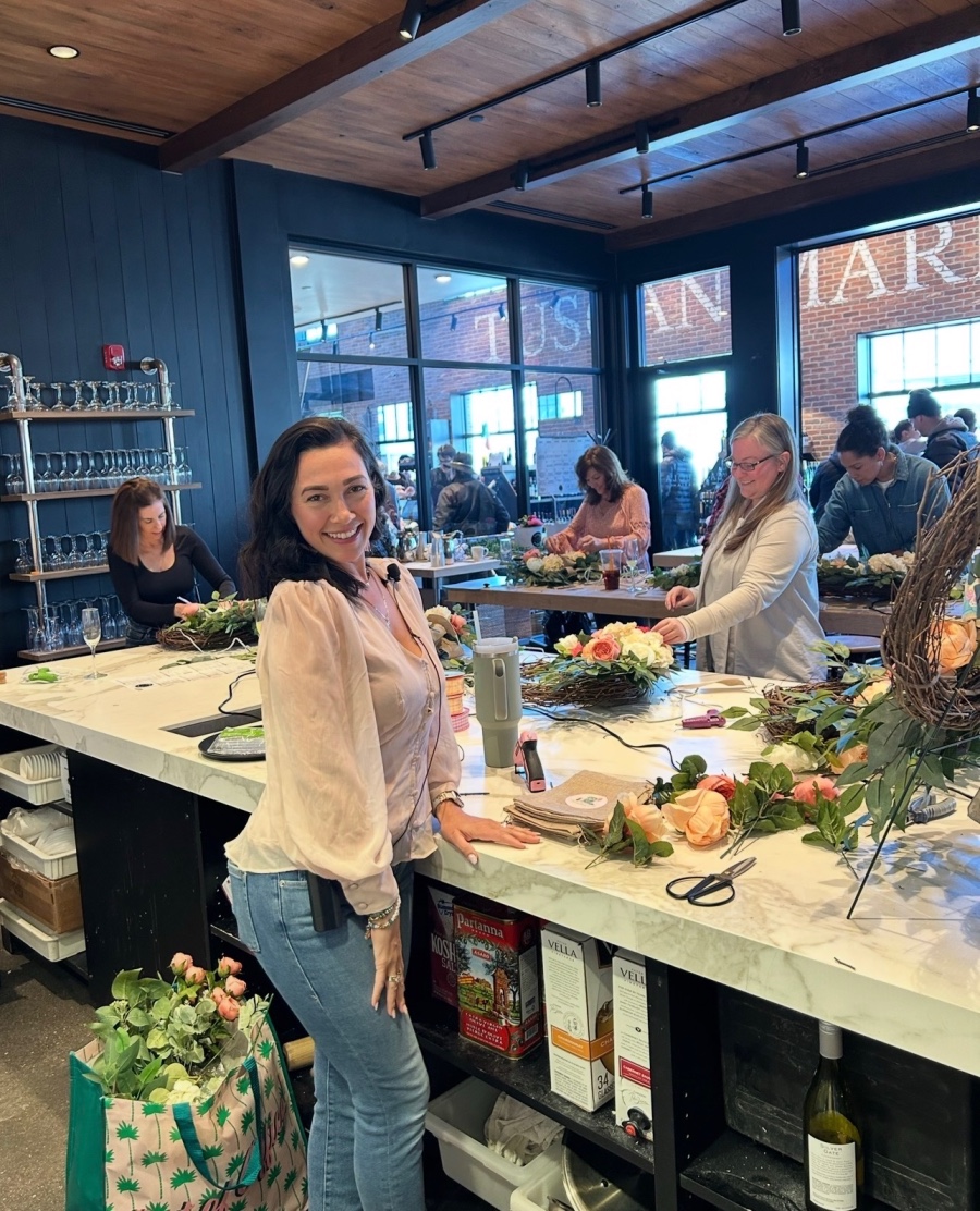 Ashley at a wreath workshop
